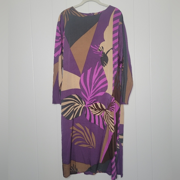 Nora Noh × Saks Fifth Avenue Palm Leaf 100% Silk Midi Dress Vintage Resortwear 8 - Picture 2 of 12